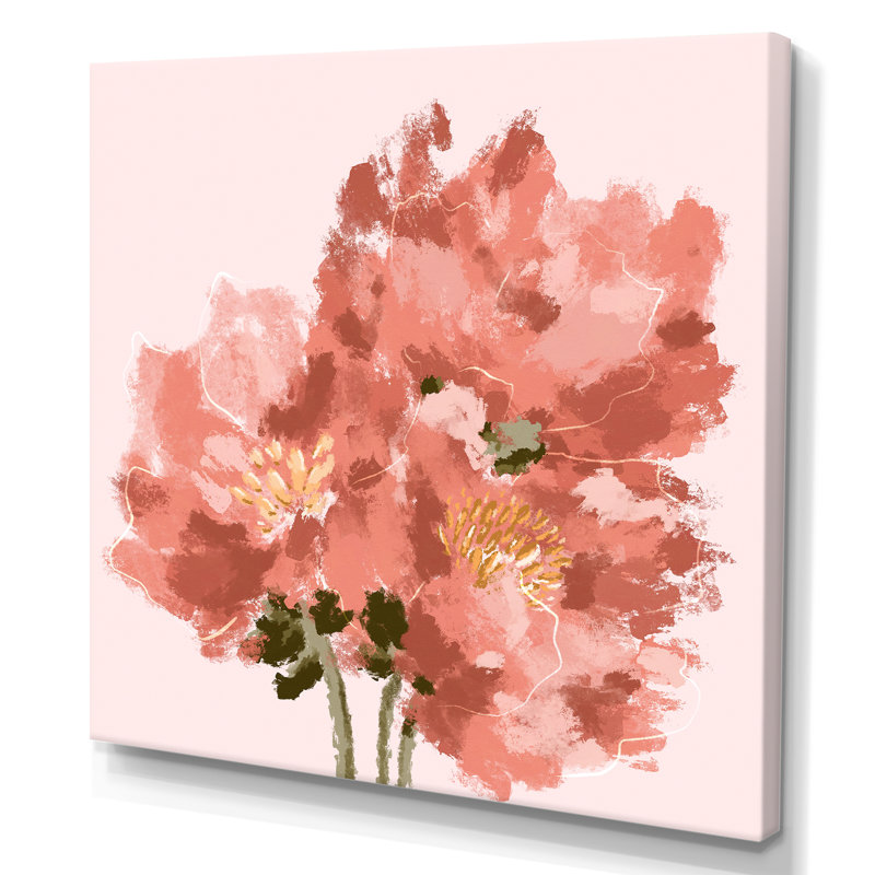 Bouquet de pivoines, fleurs, art mural traditionnel sur toile, H 36 po x l 36 po x P 1,5 po, Toile tendue