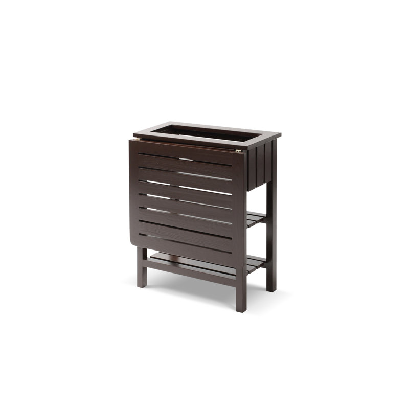 Rectangular Ash Folding Outdoor Side Table , 63cm cm W 31cm cm D, Dark Brown