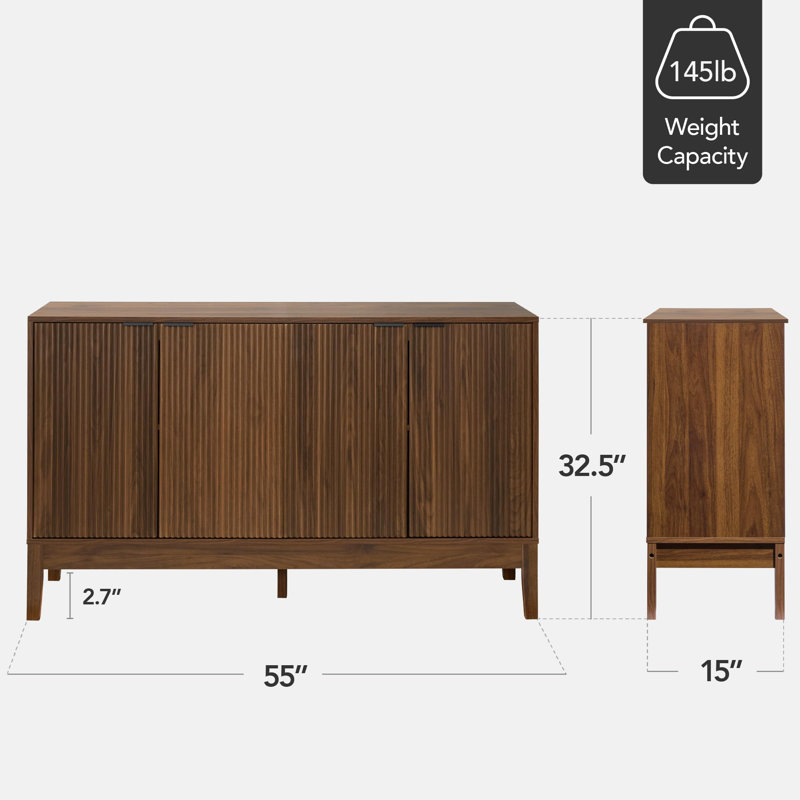 Buffet 55 po 4 portes, Noyer