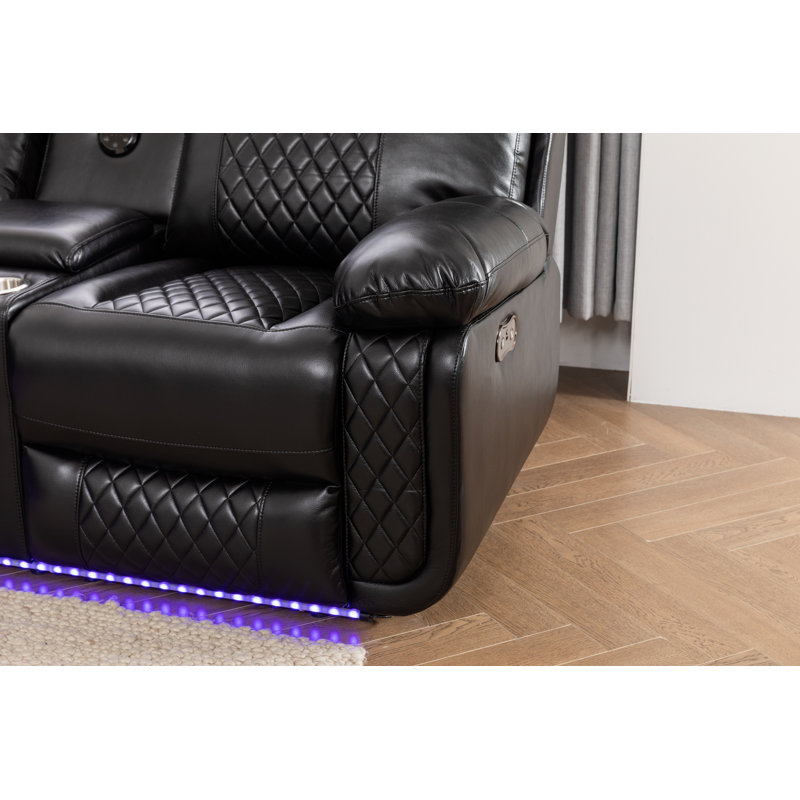 Ensemble de canapé modulaire inclinable de 3 pièces pour salon avec trois haut-parleurs Bluetooth, éclairage à DEL et porte-gobelets