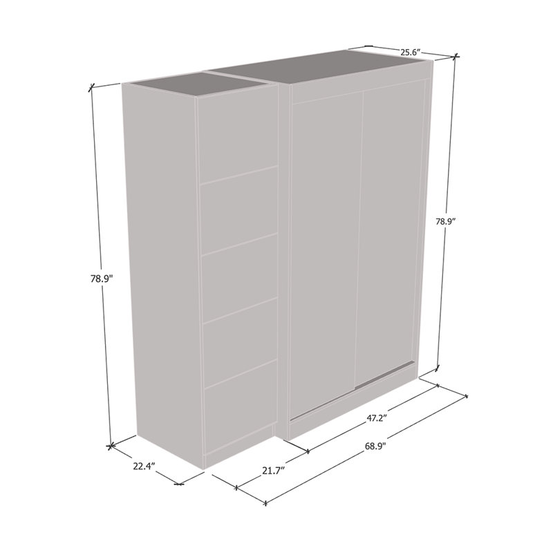 White Glass Front Contemporary Wardrobe Armoire