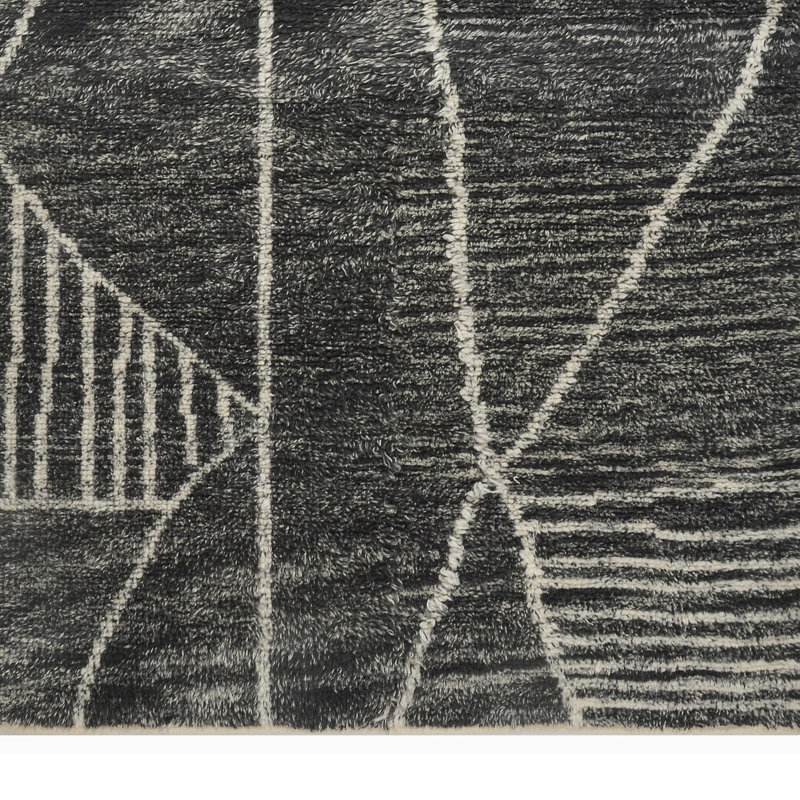 Lulu Abstract Area Rug in Steel Gray/White, Rectangle 9' x 12'
