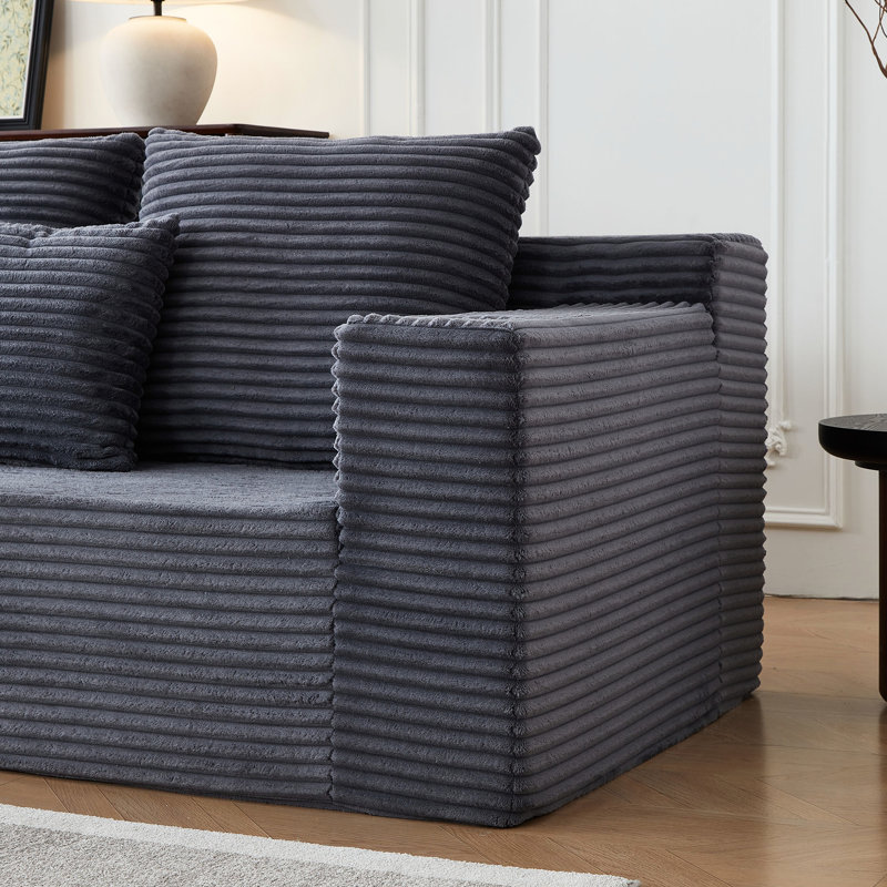Canapé modulaire à 3 places en velours côtelé modulaire avec porte-gobelets intégrés, surdimensionné pour une détente totale, inspiré par la conception, décompression rapide sans assemblage Dispositions flexibles Grandes pièces
