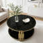 Table basse moderne en miroir noir avec cadre métallique asymétrique-1431795213
