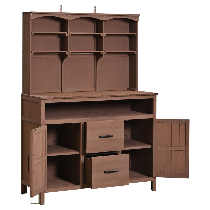 Îlot de cuisine pour l'extérieur avec huche 45,3 po L, Brown