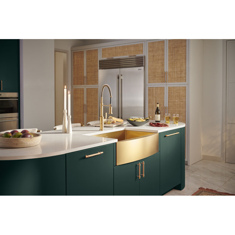 Ruvati 30-inch Apron-Front Farmhouse Kitchen Sink - Stainless Steel, Brass Tone Matte Gold