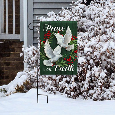 Peace on Earth Wreath Garden Flag 12x18