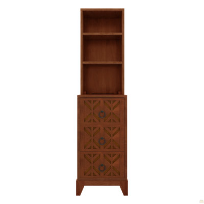 Table de bout avec 3 tiroirs, table de coin avec 2 tablettes ouvertes, table d'appoint haute