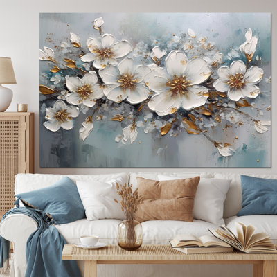 Décoration murale marguerite blanche et dorée III - marguerite florale