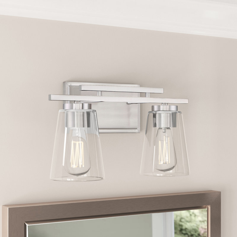 Luminaire à 2 lumières à intensité variable pour meuble-lavabo Averi, Nickel satiné