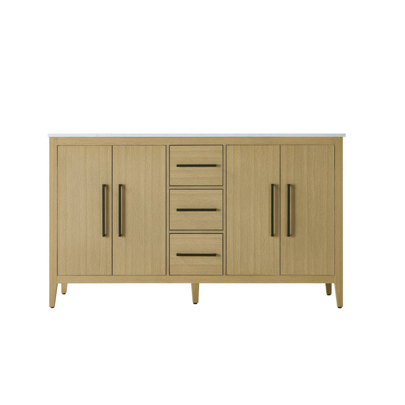 Meuble-lavabo double 60 po, Brun miel
