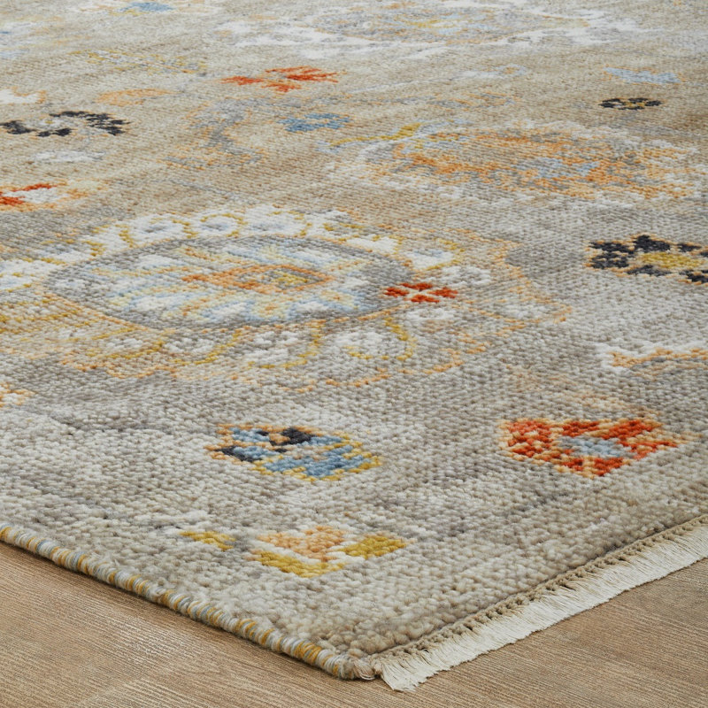 Amaris Sand Multi Hand-Knotted Wool Area Rug, Rectangle 8' x 10'
