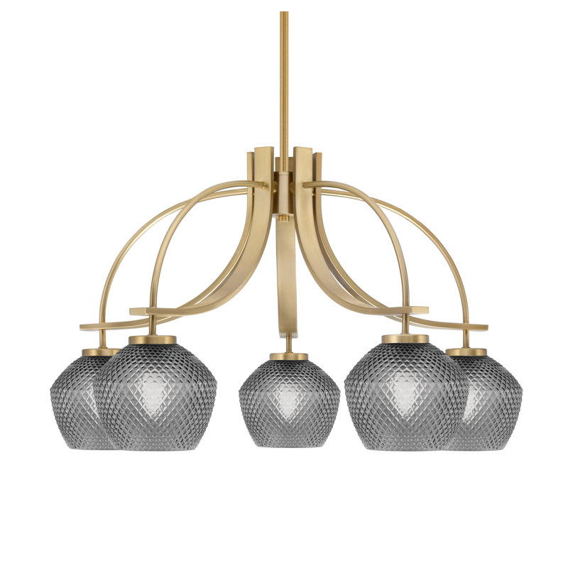 Lustre Cavella Light, H 16,75 po x l 27,75 po x P 27,75 po, Laiton New Age, 5