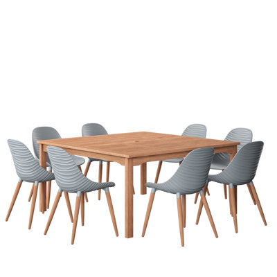 Anautica Outdoor Patio 9pc 100% FSC Certified Wood Dining Set