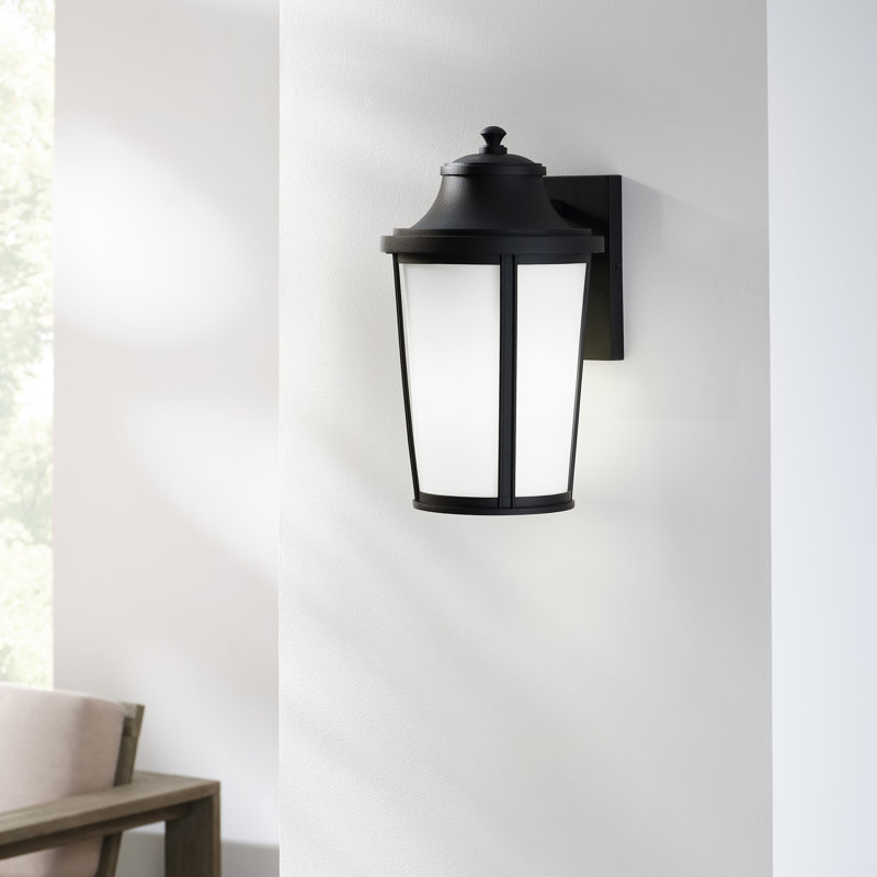 Portola Medium Lantern from Generation Lighting , 14" H x 8.25" W x 9" D, Textured Black
