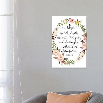 She Is Clothed With Strength And Dignity, And She Laugh, Proverbs 31:25 - Print on Canvas