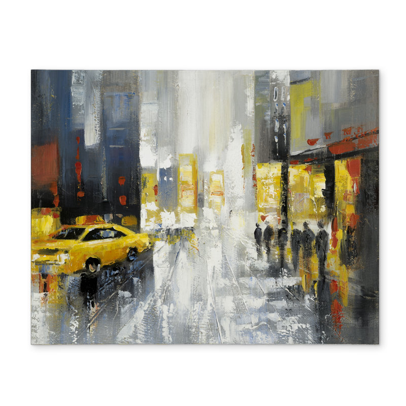 Rainy Busy Street Gray Bedroom Placemat | Home Decor Polyester