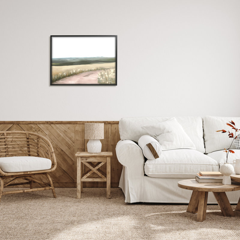 «Country Trail Scenery On Canvas» par Amy Hall, peinture, H 24 po x l 30 po x P 1,5 po, Giclée encadrée noir minuit
