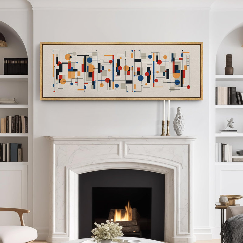 Abstract Vibrant Color Blocks " Abstract Mechanical Symphony Geometric Shapes And Lines Modern Art Relax Warm Extra Large Pictures "