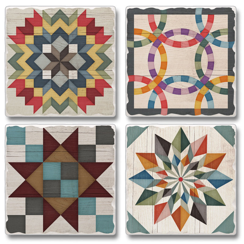 Stoneware Square 4 Piece Coaster Set