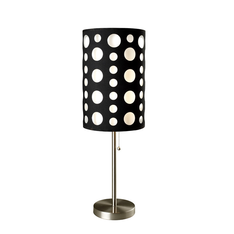 Lampe de table 33 "à pois gris et blanc Mod, Noir, noir, noir, noir, Blanc