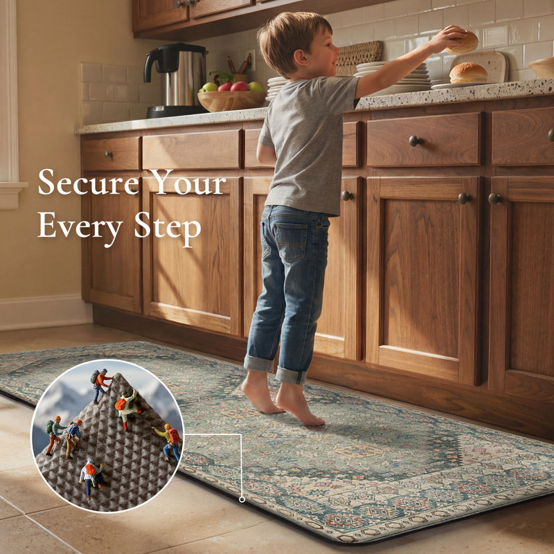 Anti-Fatigue Anti-Slip Waterproof Kitchen Mat, Runner 17" x 59" + 17" x 30", Green