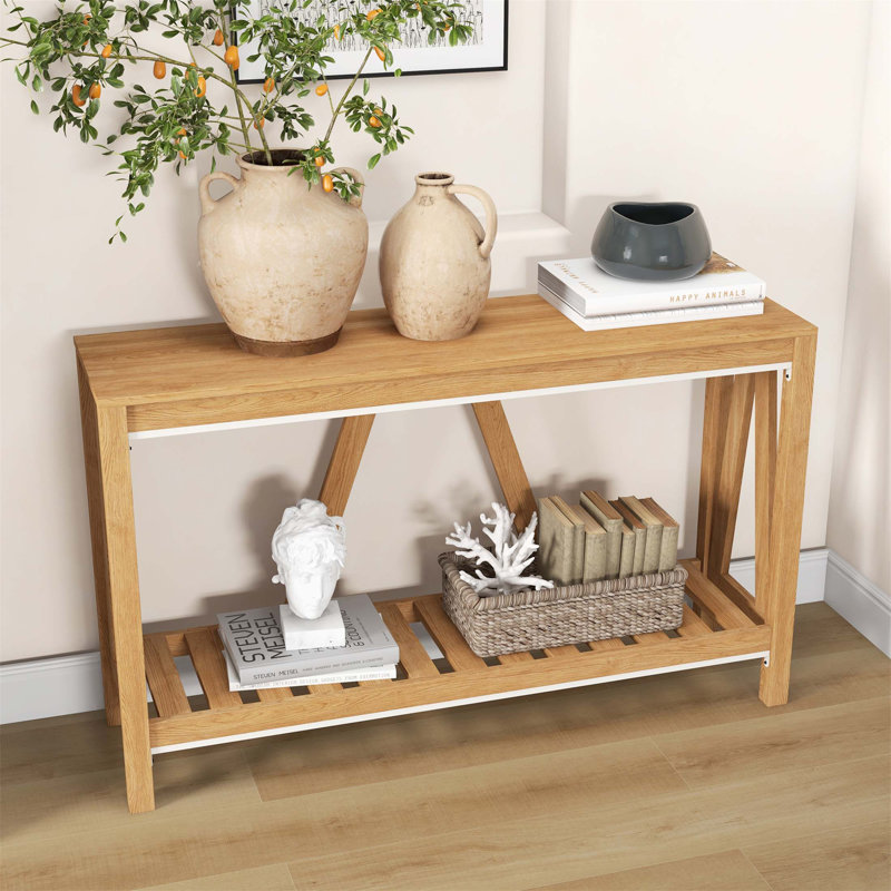 Console de style campagnard avec tablette de rangement, canapé rustique pour le salon et le couloir, anti-basculement inclus