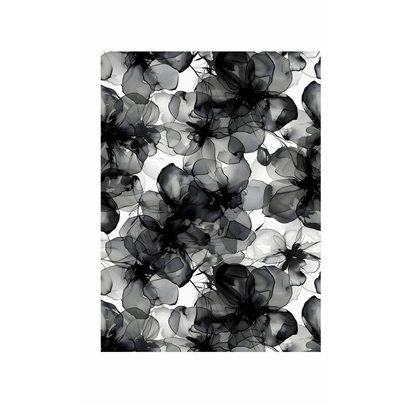 Impression florale noire et blanche, H 14 po x l 11 po