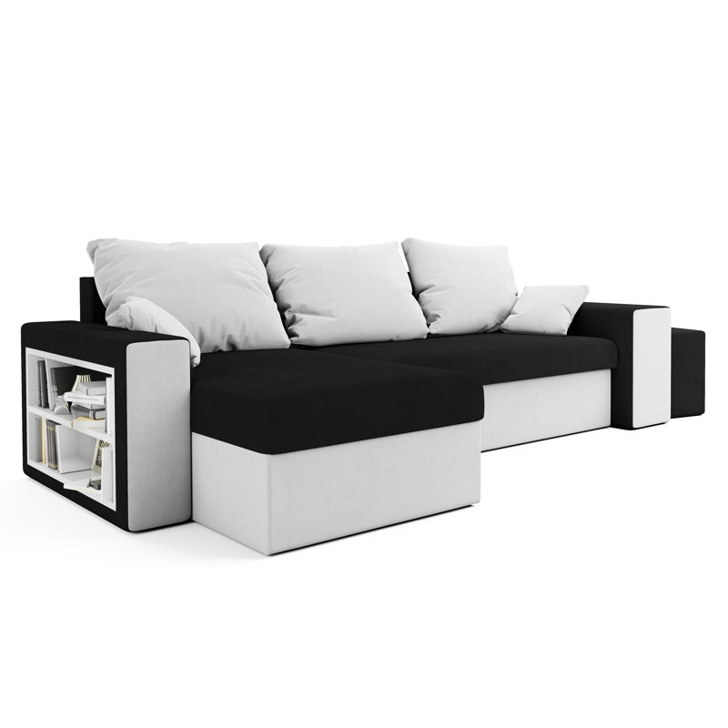 Solee 3 Seater Corner Sofa , Left -sided, Black/White - Rainbow15/Rainbow31