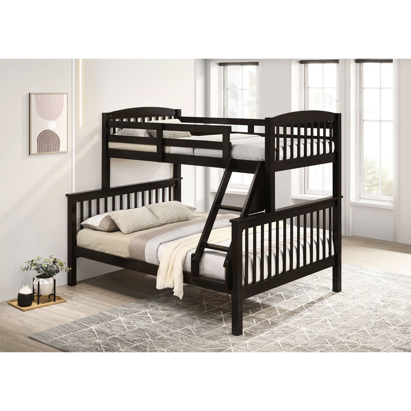 Lit superposé simple transitionnel avec finition en angle, noyer, bois franc massif et lattes, l 60 po x P 81 po H 68 po