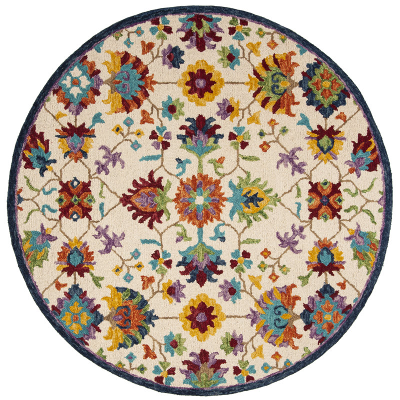 Physter Hand Tufted Wool Oriental Rug, Round 3'