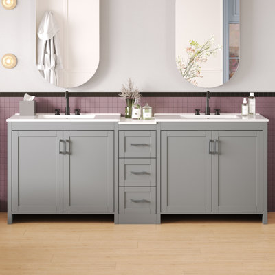 Meuble-lavabo double efficace en quartz