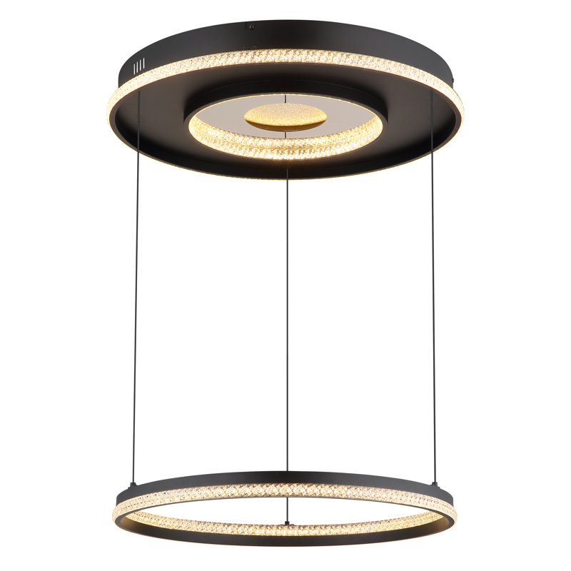 1 - Light Matte Black LED Geometric Pendant