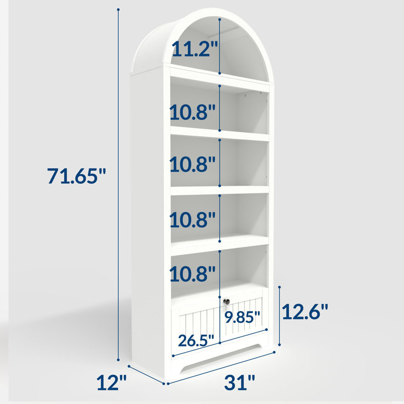 182cm H x 78.7cm W Bookcase, White