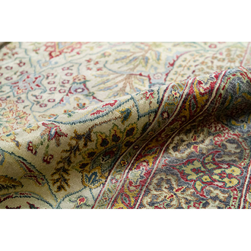 Hand-Knotted High-Quality Cream and Black Area Rug