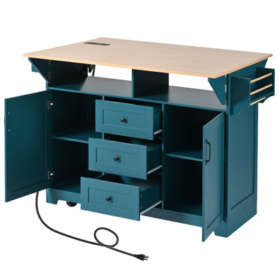 55.7'' Large Kitchen Island With 2 Drop Leaf