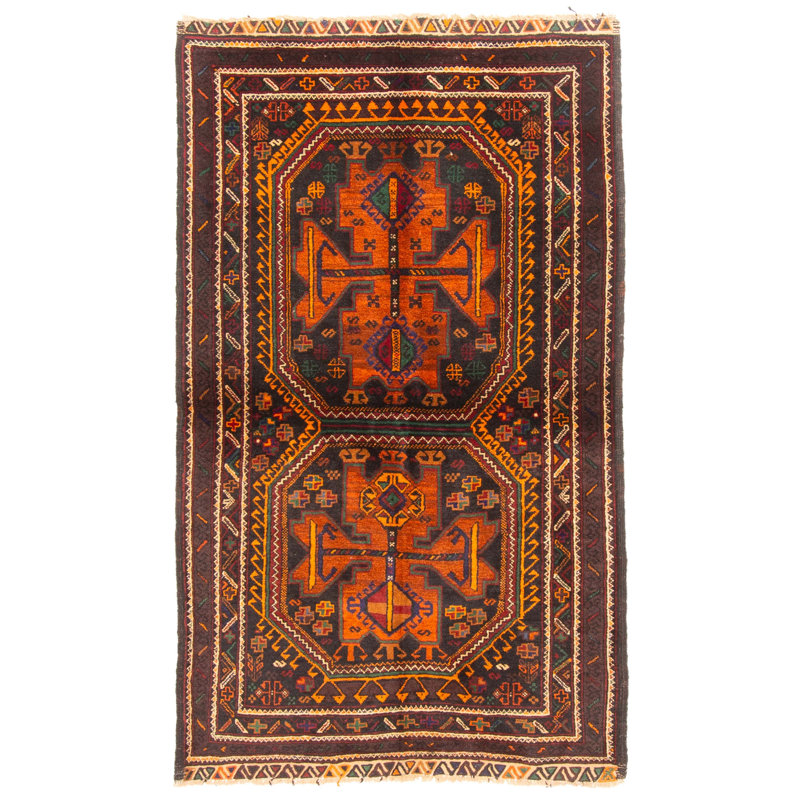 Tapis orange brûlé Rizbaft 3 pi 4 po x 5 pi 6 po