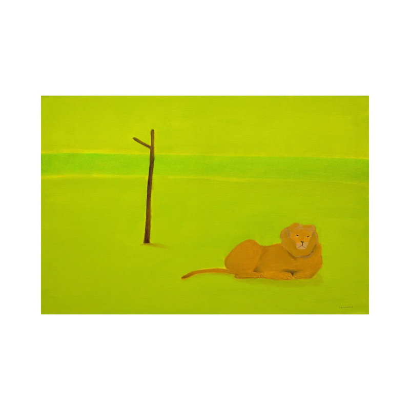 Lion And Tree by Andrew Squire - Wrapped Canvas Painting, 20.32 cm H x 30.48 cm W