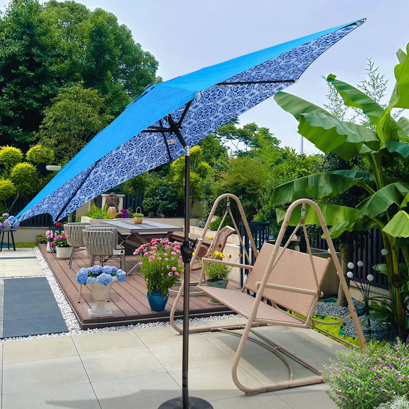 Parasol cyan 9 pi, Blue Geometric