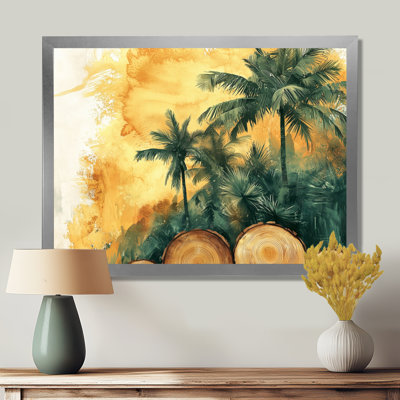 «Condace Emerald Palm Trees On Golden Tropical Forest I», art mural sur palmiers et palmiers