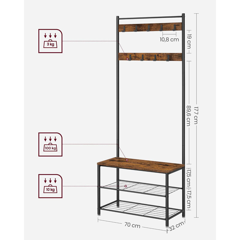 Bhateri Freestanding 9 - Hook Coat Rack