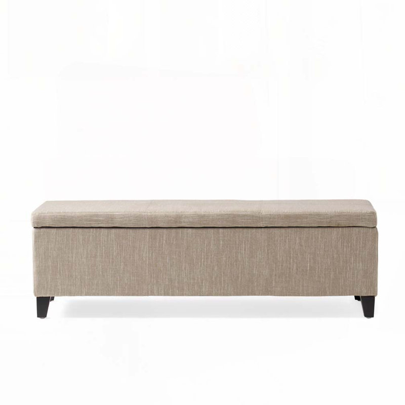 Upholstered Storage Ottoman Bench, Sand