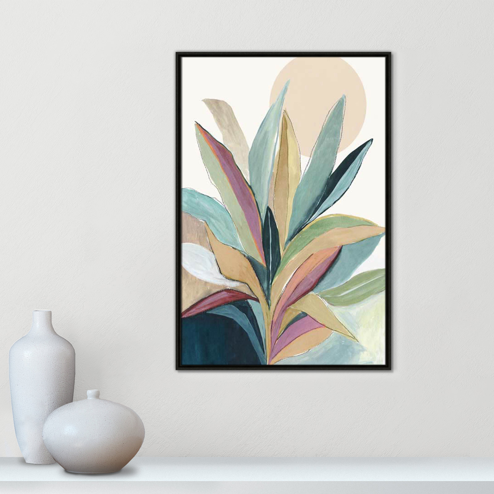 Sherbrooke Sunny Bright Leaves I by Asia Jensen Print, No Mat, Espresso Floater Framed, 37.5" H x 25.5" W x 2" D