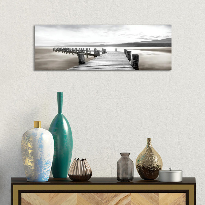 Misty Morning Dock by Mike Calascibetta - Wrapped Canvas Panoramic Gallery-Wrapped Canvas Giclée