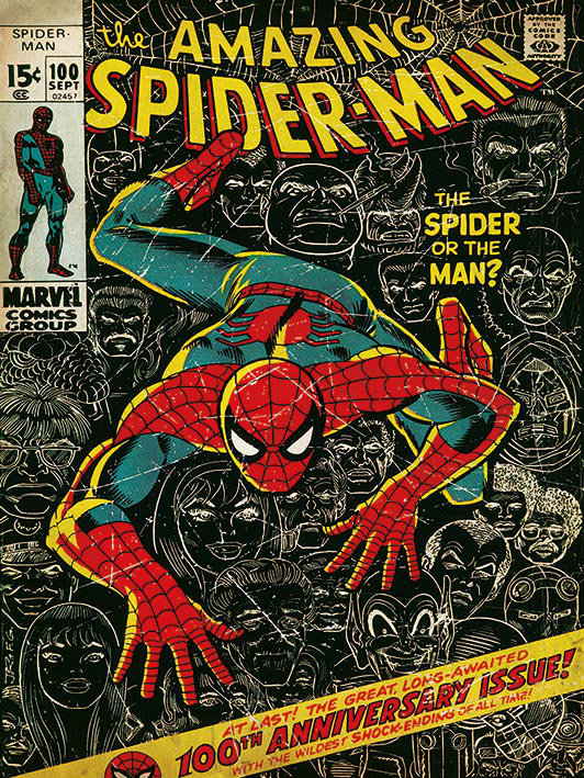 Spider-Man 100th Anniversary Vintage Advertisement on Canvas, 50cm H x 40cm W