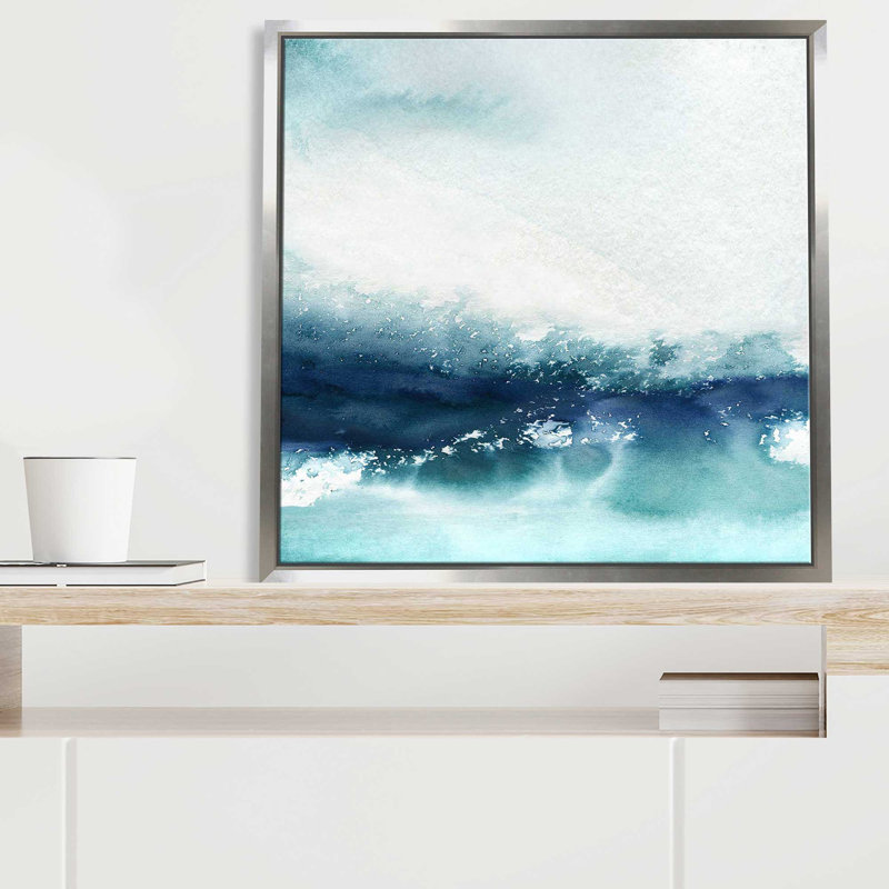 Wispy Waves I par Carol Robinson - Peinture, L 21,5 po x H 21,5 po, Encadrement argenté