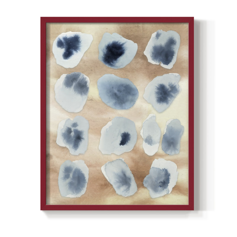 «Tile Serenity Fragments I», reproduction encadrée - bois massif, H 21 po x l 17 po, Rouge