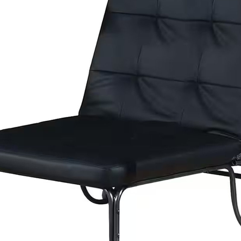  Fauteuil d'appoint convertible capitonné en similicuir noir avec structure moderne en métal