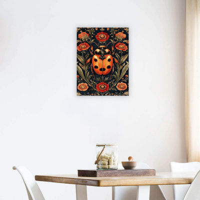 Orange Vintage Ladybug Canvas Wall Art Home Indoor Decoration 24 X 18 Inch