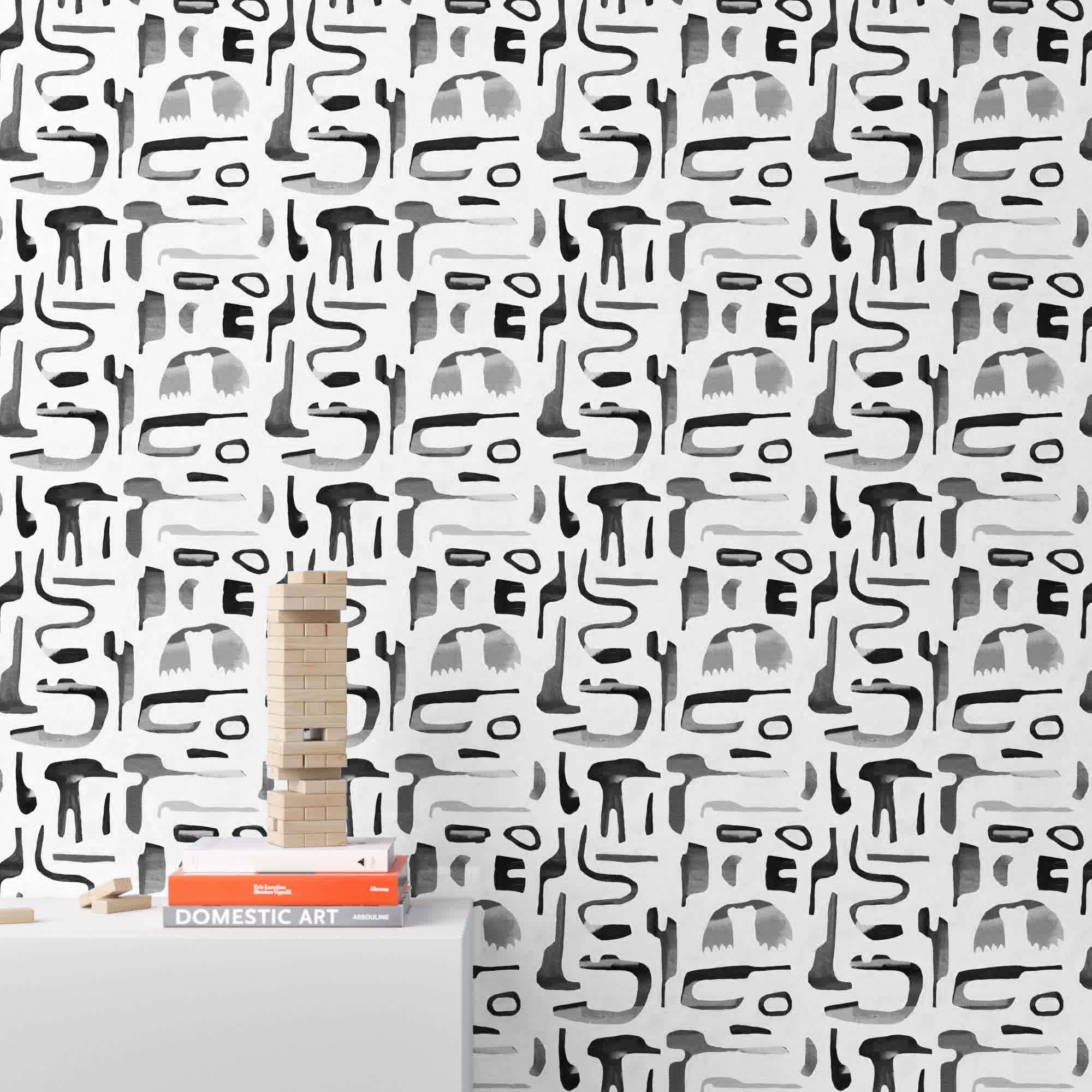 Dean Abstract Wallpaper, Gray/White